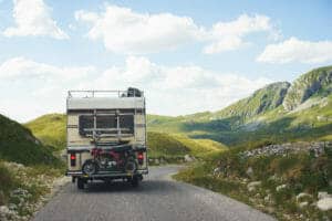 vintage motorhome on road